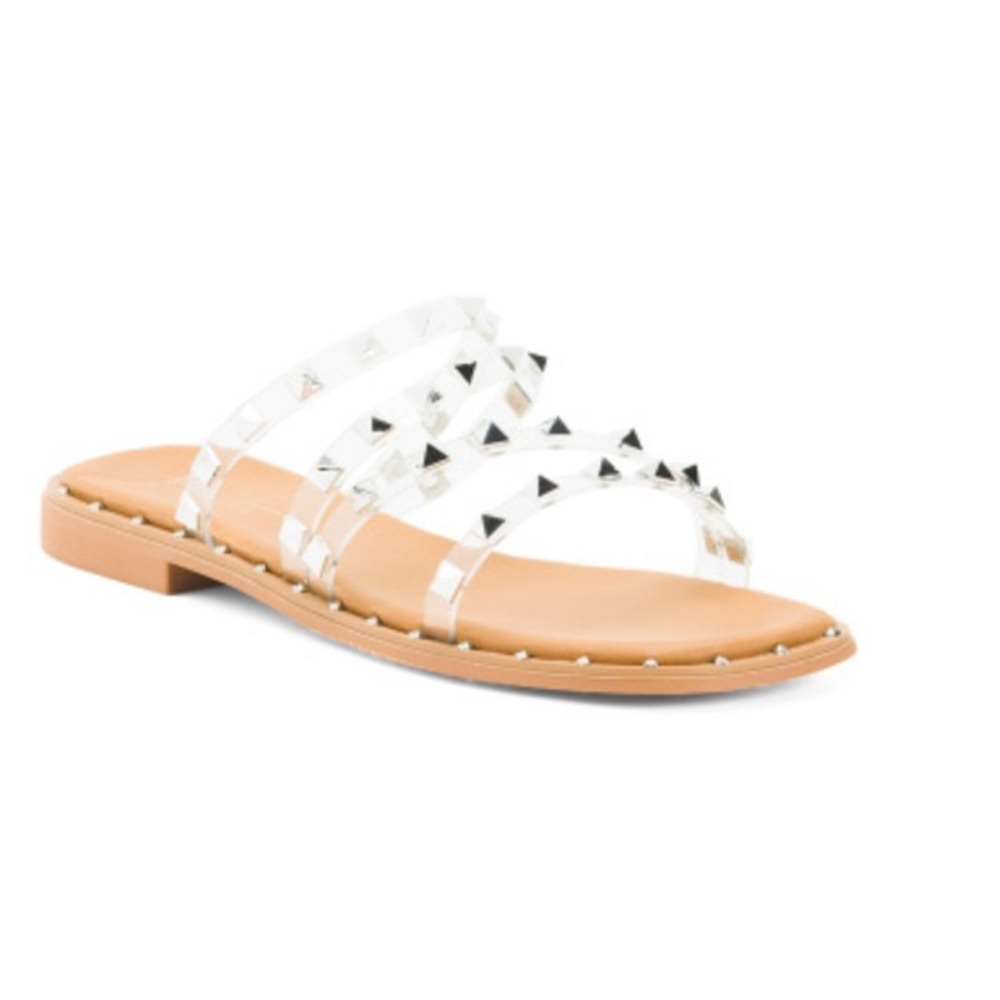 Nicole Miller New York clear studded flat sandals